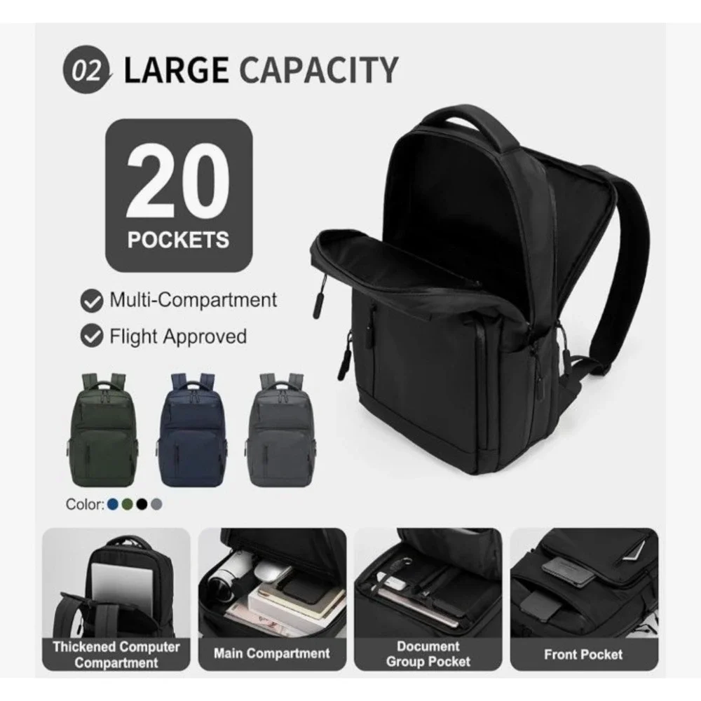 Suikihum Waterproof Laptop Backpack for Men &‎ Women, Flight Approved Anti-Theft